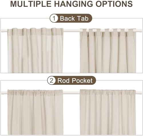 ASPMIZ Cotton Linen Farmhouse Curtains Boho Rustic Button Drapes, Linen Window - Image 5