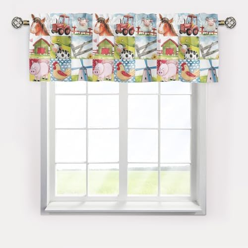 Unisex Farm Animals Cows Chicken Horse Sheep Pigs Nursery Short Curtain Valance - Image 2