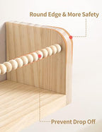 Maxpeuvon Nursery Shelves for Wall Set of 3, Natural Wood Floating Shelves - Image 4
