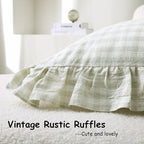 2 Pack Pile Green Gingham Ruffle Throw Pillow Covers 18''x18'' - Image 4