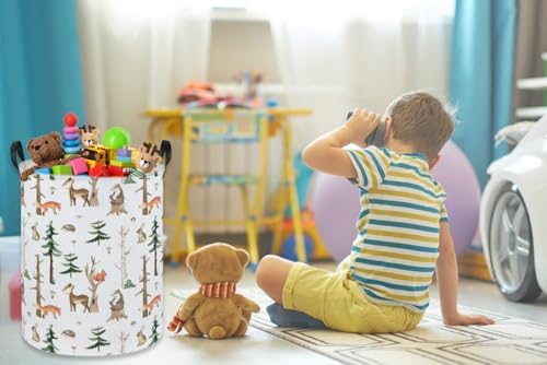 Kids Laundry Hamper, Animal Laundry Basket Collapsible Woodland Storage Baskets - Image 5