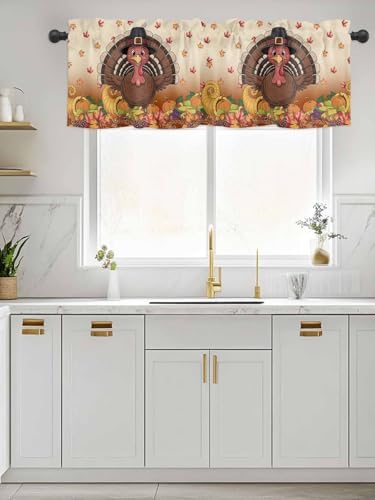 Vandarllin Fall Thanksgiving Kitchen Curtains Valances - Image 2