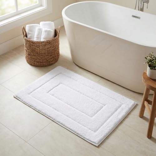 GRANNY SAYS White Bathroom Rug 20" x 32", Non-Slip Microfiber Bath Mat by GRANNYSAYS
