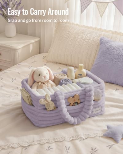 Blissful Diary Flannel Diaper Caddy Organizer & Gift Packaging, Light Purple - Image 5