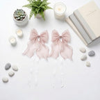 2 Pack French Lace Bow Curtain Tiebacks, Light Pink - Image 4