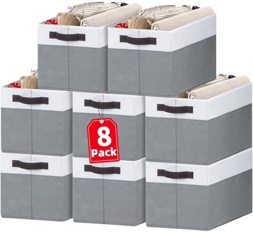 Criusia Large Storage Baskets 8 Pack Versatile Fabric Storage Bins by Criusia