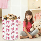 Bow laundry basket for girls, Nursery Hamper, Waterproof collapsible canvas - Image 3