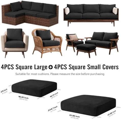 8Pcs Outdoor Cushion Covers, Stretch Patio Furniture Couch Chair Slipcovers - Image 2