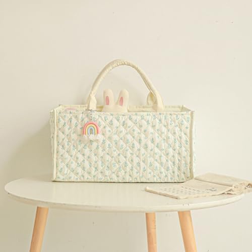 Diaper Caddy Organizer, Cute Floral Nursery Storage Basket, Soft Portable - Image 5