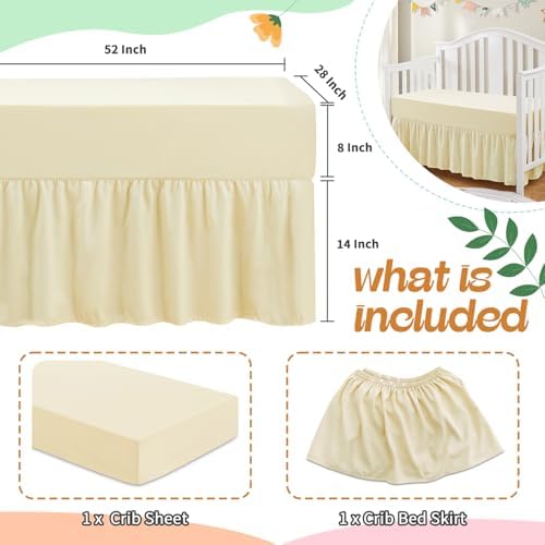 SiinvdaBZX 2-Piece Set Ruffled Crib Skirt & Crib Sheet - Image 4
