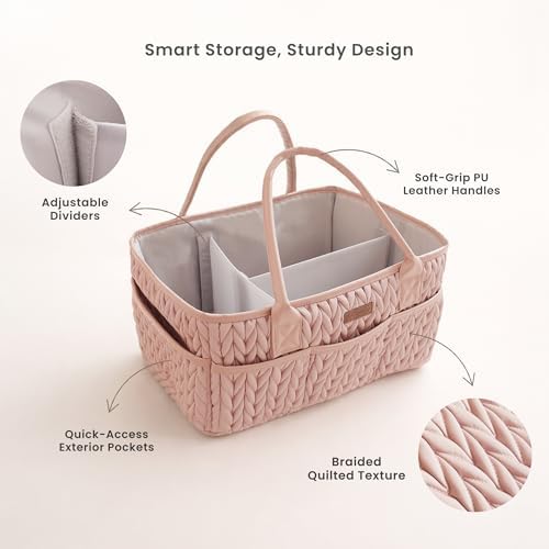 Konssy Baby Diaper Caddy Organizer, Braided Quilted Design - Image 3