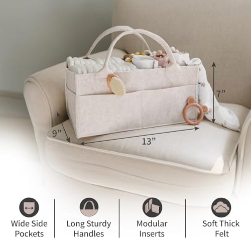 PUTSKA Baby Diaper Caddy Organizer, Felt Nursery Basket - Image 3