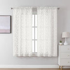 Lecloud Leia Ivory Sheer Curtains 45 Inch Length 2 Panels, Elegant Balance by Lecloud