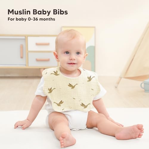 Bearmoss Baby Bibs for Drooling & Teething 8 Pack Muslin Cotton Bibs - Image 2