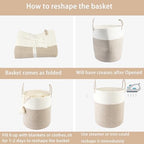Woven Cotton Rope Laundry Basket, 15x20 Laundry Hamper - Image 7