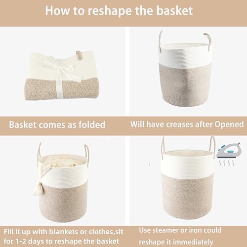 Woven Cotton Rope Laundry Basket, 15x20 Laundry Hamper - Image 7
