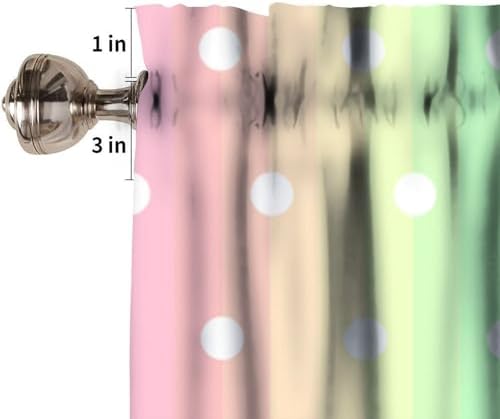 Colorful Rainbow Window Valance, Cartoon Cute Pastel Stripes Polka Dots Print - Image 6