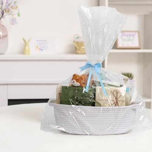 MEGASKET White Small Woven Basket, 13” x 9” x 5” Baskets - Image 7