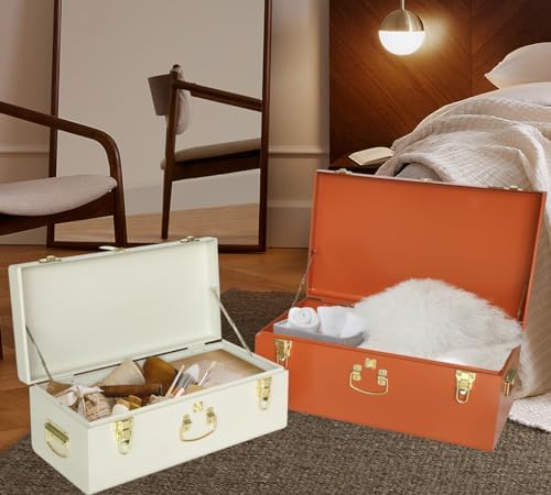 Vixdonos Decorative Large Metal Box Storage Trunk Chest Set of 2 College Dorm - Image 4