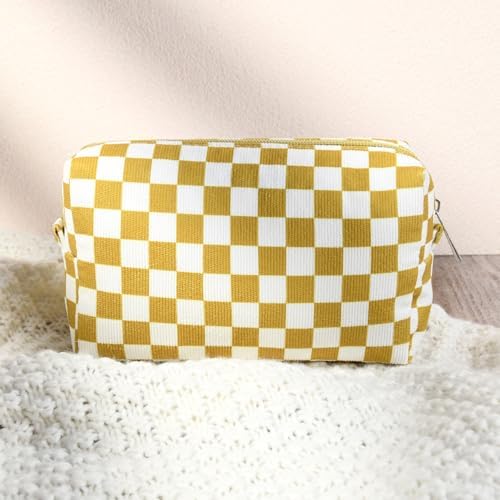 SOIDRAM 2 Pcs Checkered Makeup Bag Large Cosmetic Bag Toiletry Bag Makeup Pouch - Image 6