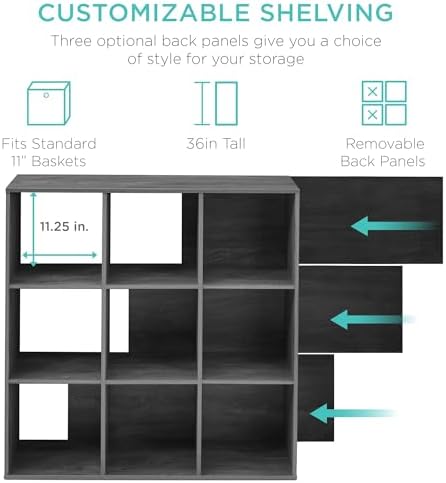 Best Choice Products 9-Cube Storage Organizer, 11in Shelf Opening, Display Shelf - Image 3