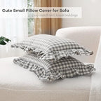 2 Pack Grey Gingham Lumbar Throw Pillow Shams 12''x20'' - Image 4