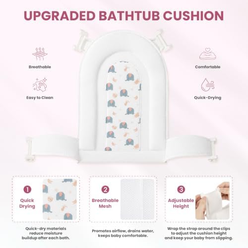 Collapsible Baby Bathtub with Soft Cushion and Thermometer, Newborn to Toddler - Image 5
