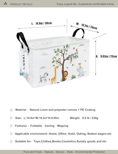 Rectangular Fabric Storage Bin, Foldable Tree Animals print Basket - Image 2