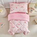DuShow Pink Rainbow Toddler Bedding Set, 4 Piece Baby Crib Bedding Comforter - Image 4