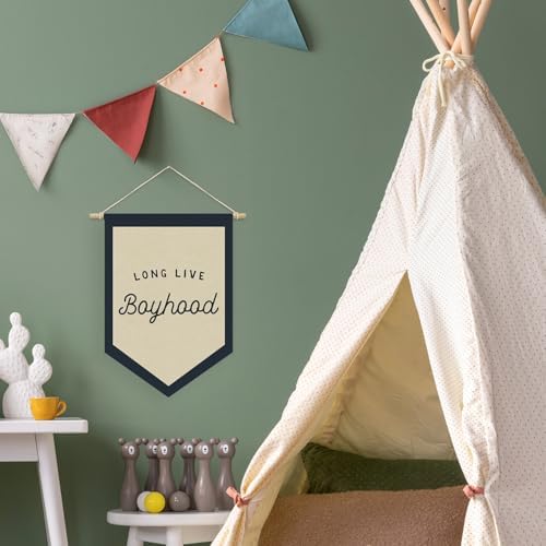 Boys Room Decor, Long Live Boyhood Linen Canvas Banner, Boy Nursery Wall - Image 5