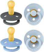 BIBS Pacifiers - Colour 4 Pack | Round Nipple Baby Pacifier | BPA Free Natural by BIBS
