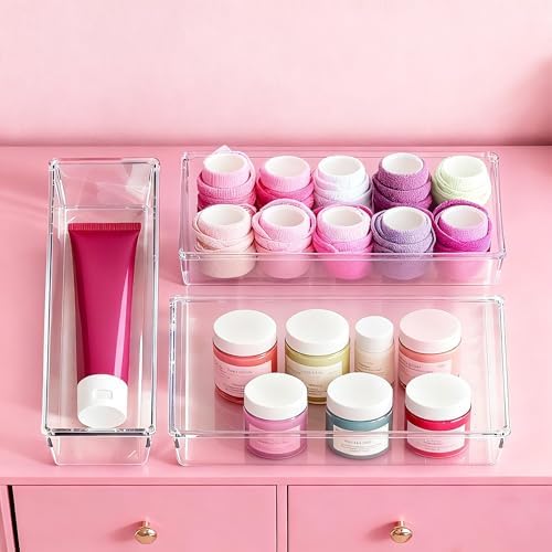Criusia Large Drawer Organizer Bins 26 Pack | Complete 5 Size Clear Plastic - Image 6