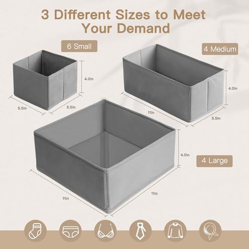 Criusia Drawer Organizer Clothes, 14 Pack Dresser Organizer - Image 3