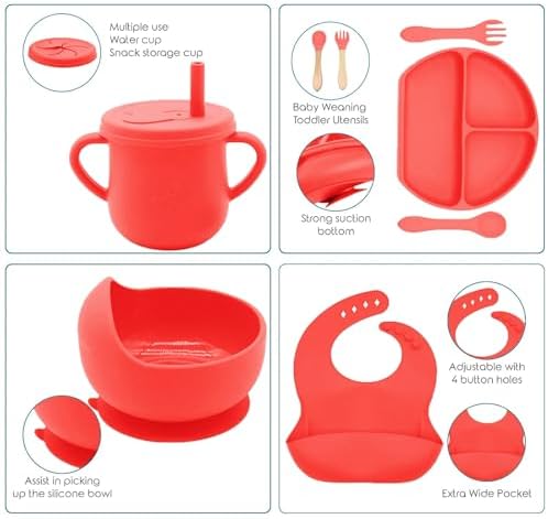 100% Silicone baby feeding set, BPA free Baby dishes set - Image 4