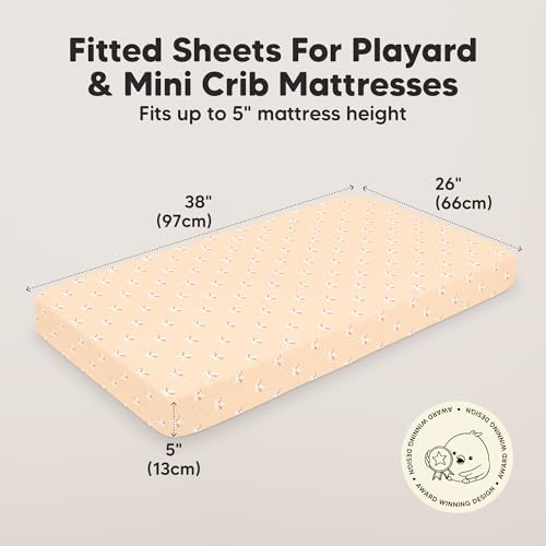 2pk Mini Crib Sheets Fitted 38x26 Pack N Play Mattress Sheet - Image 3