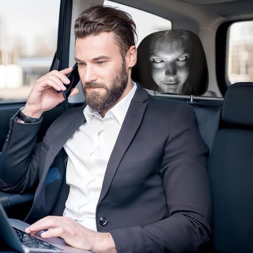 2pcs Headrest Covers for Cars, Ghost Face Headrest Covers, Scary Face Printing - Image 2