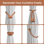 KLOGTSIND Magnetic Curtain Tiebacks, 4 Pack Wood Bead Curtain Holdbacks - Image 4