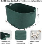 XUANGUO Large Woven Cotton Rope Blanket Basket 22"x17"x12" Dark Green - Image 2