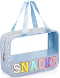 Sanwuta Seersucker Snacks Bag Chenille Letter Clear Makeup Bag by Sanwuta