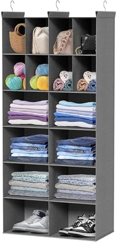 6 Tier Hanging Closet Organizer, 16 Compartments Dual Row Storage by Ofiray-home