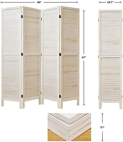 Room Dividers and Folding Privacy Screens, Wood Louvered Separators Divider Wall - Image 4