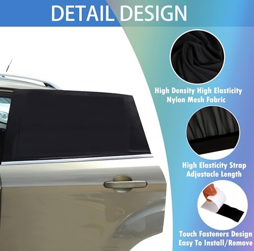 Car Window Sun Shade Cover -2 Pack Breathable Mesh Car Rear Side Window Screens - Image 4