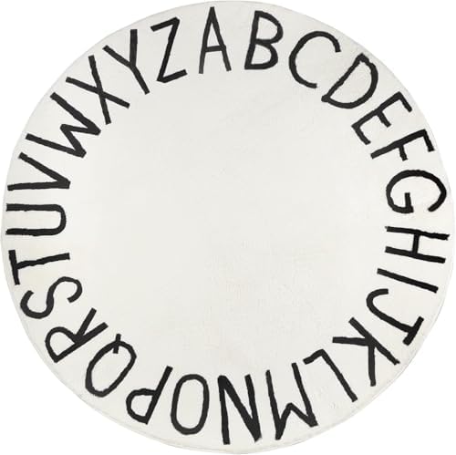 Topotdor Round ABC Area Rug, 96 Inch Soft Floor Carpet by Topotdor