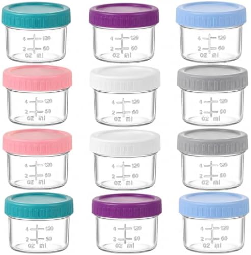 Dehov 8 OZ Glass Baby Food Containers Set Of 12, Baby Food Jars by DEHOVKitchen