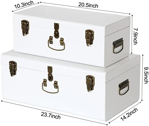 Vixdonos Decorative Metal Box Storage Trunks Set of 2 College Dorm Chest - Image 2