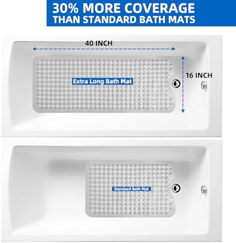 ZHICHENG Bath Tub and Shower Mats, Non-Slip 39 x 16 Inch Extra Long Bath Mat - Image 6