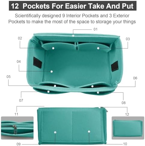 OMYSTYLE Purse Organizer Insert, Felt Tote Bag Organizer Insert - Image 2