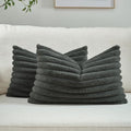 FUTEI Pack of 2 Faux Fur Throw Pillow Covers 12x20 Inch, Dark Grey by FUTEI
