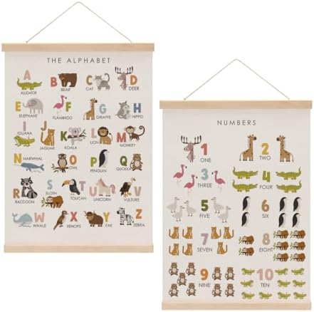 Cute Animal Number Chart Alphabet Poster Hanger, ABC Chart Wall Decor by Unknown