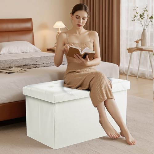 DUMOS 30 Inch Folding Storage Ottoman Bench, Hidden Ottoman - Image 6